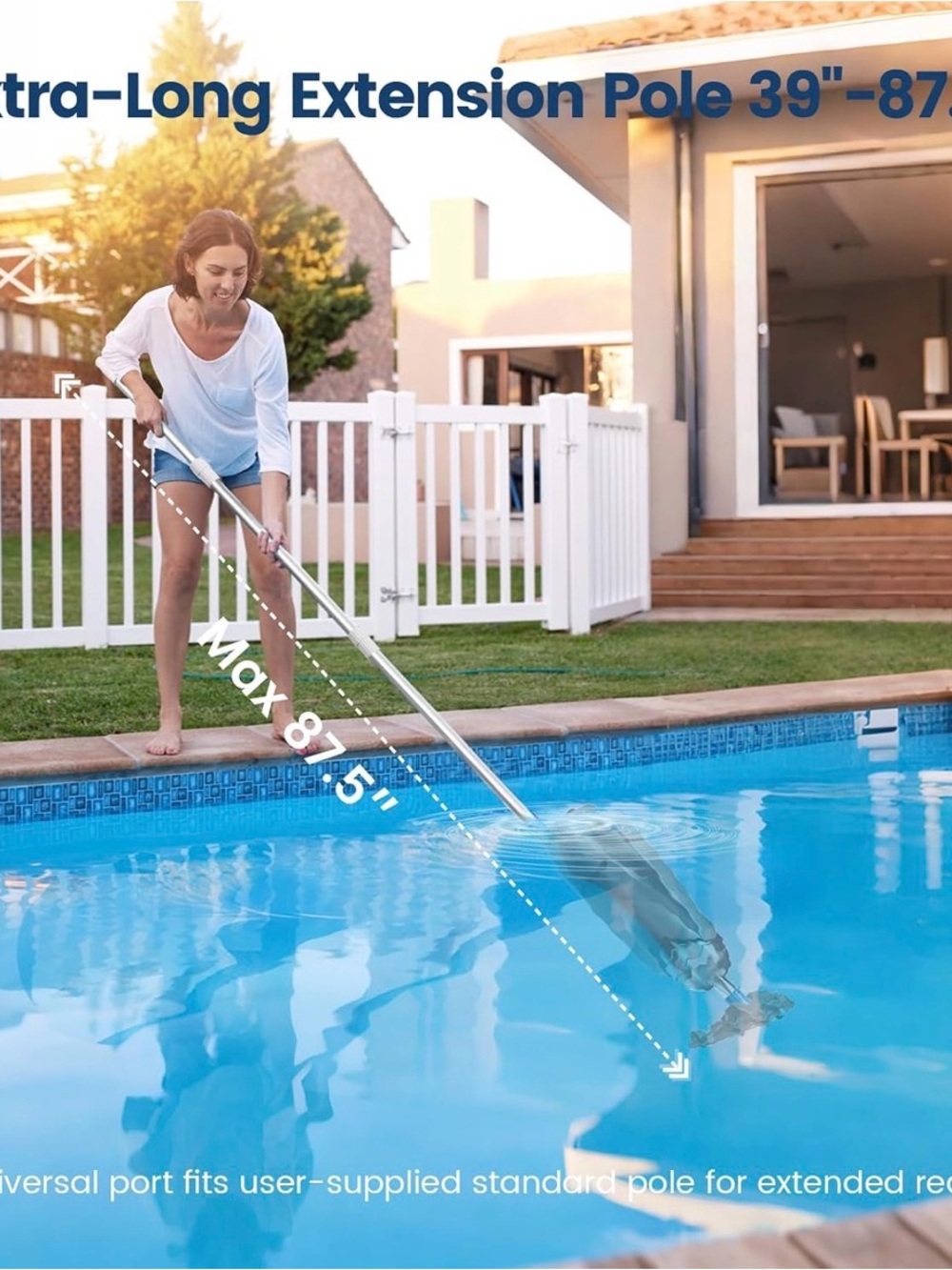Telescoping Pool Skimmer/Extension Pole - Silver